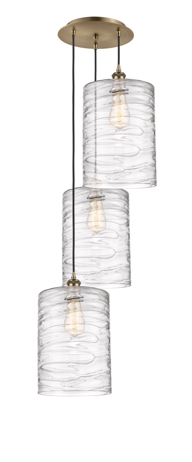 Three Light Pendant by Innovations - Ballston Collection, Antique Brass Finish - 113B-3P-AB-G1113-L
