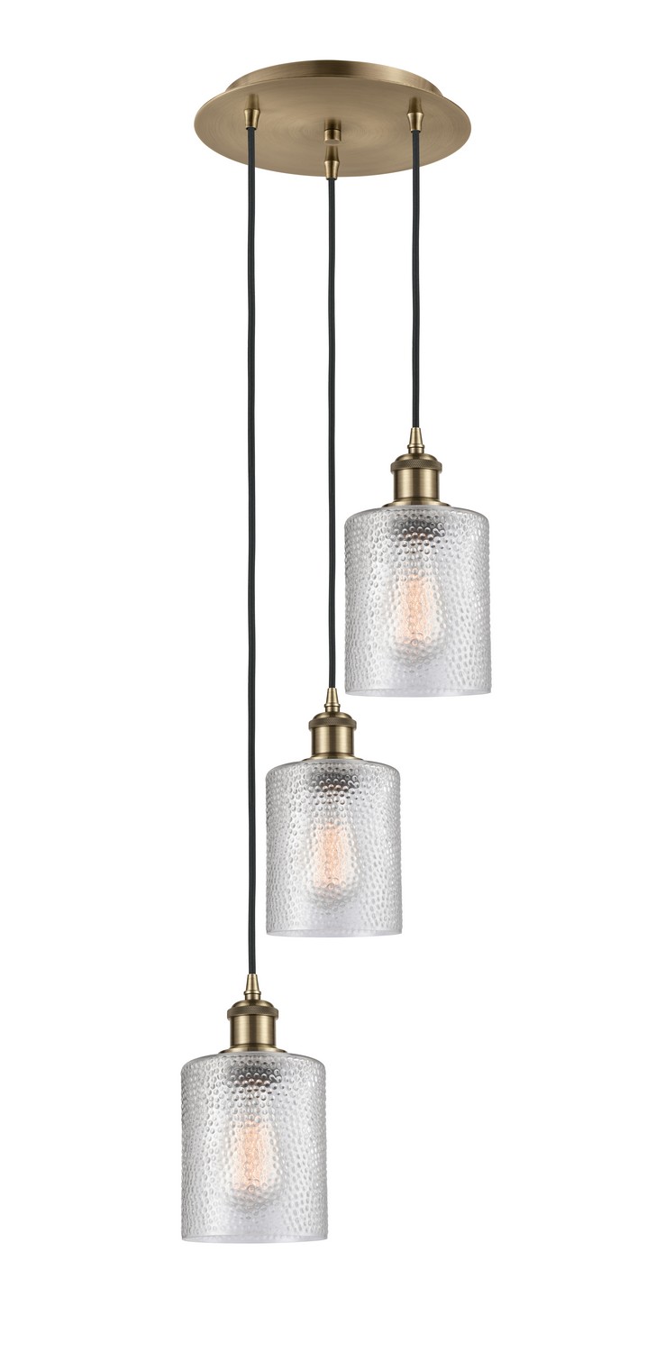 Three Light Pendant by Innovations - Ballston Collection, Antique Brass Finish - 113B-3P-AB-G112