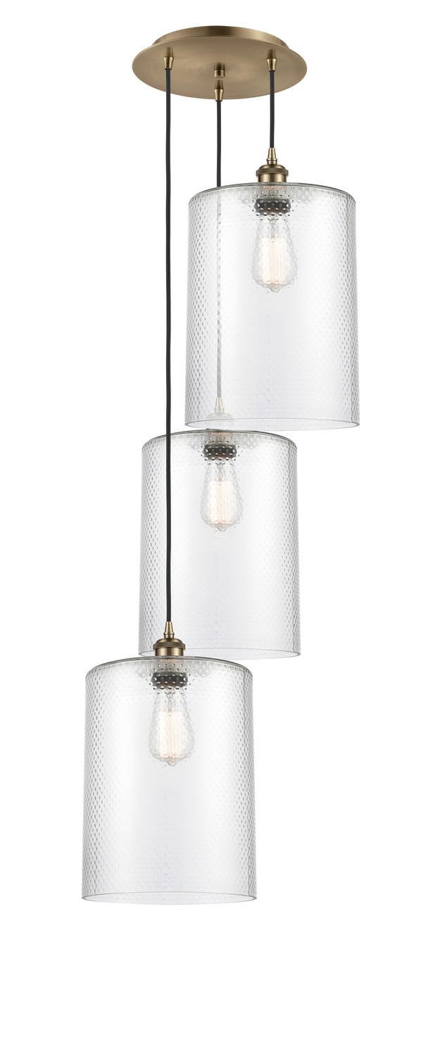 Three Light Pendant by Innovations - Ballston Collection, Antique Brass Finish - 113B-3P-AB-G112-L