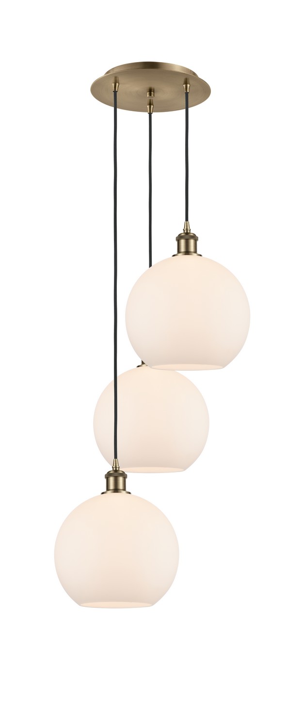 Three Light Pendant by Innovations - Ballston Collection, Antique Brass Finish - 113B-3P-AB-G121-10
