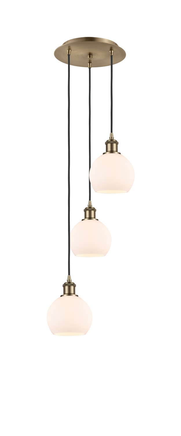 Three Light Pendant by Innovations - Ballston Collection, Antique Brass Finish - 113B-3P-AB-G121-6