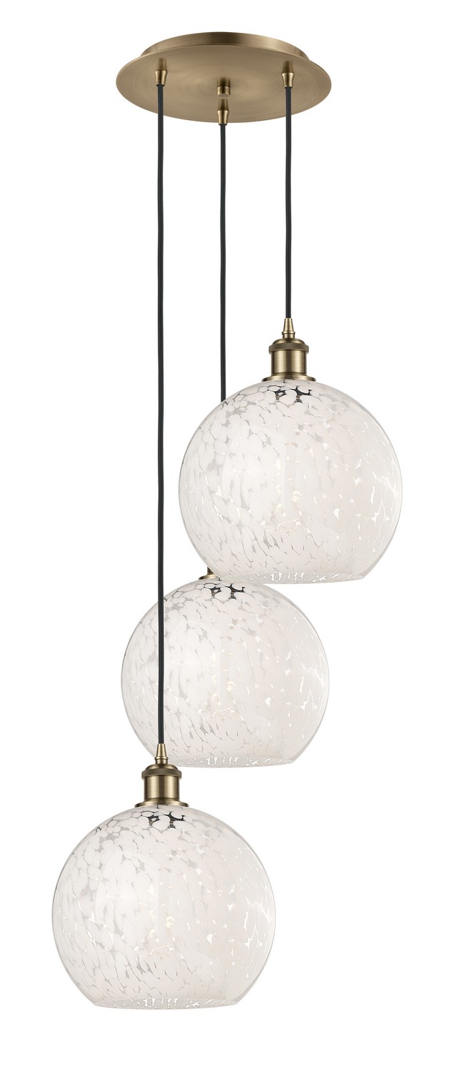Three Light Pendant by Innovations - Ballston Collection, Antique Brass Finish - 113B-3P-AB-G1216-10WM