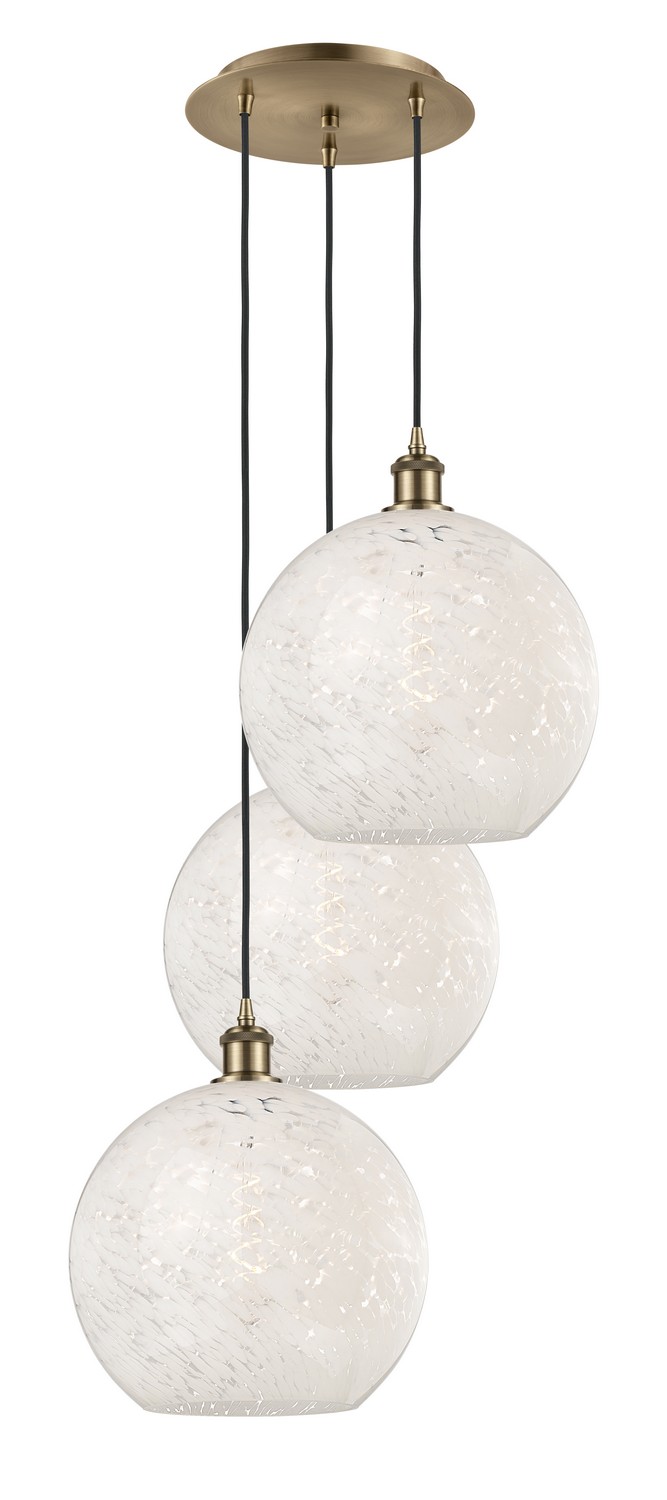 Three Light Pendant by Innovations - Ballston Collection, Antique Brass Finish - 113B-3P-AB-G1216-12WM