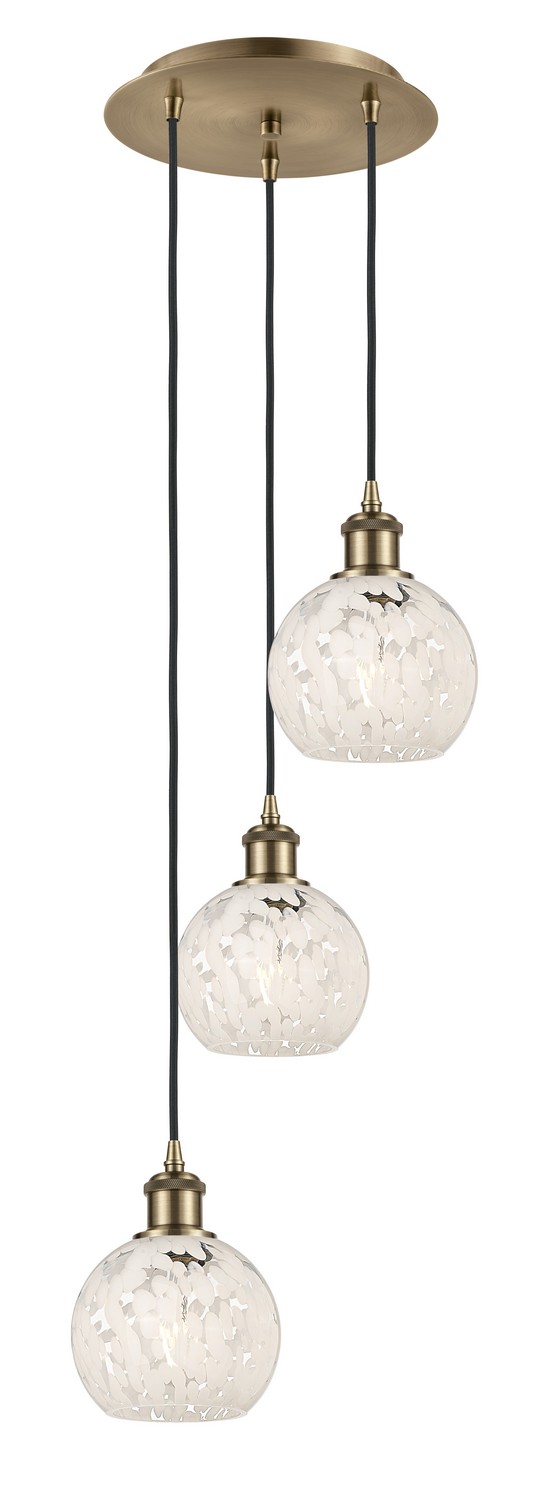 Three Light Pendant by Innovations - Ballston Collection, Antique Brass Finish - 113B-3P-AB-G1216-6WM