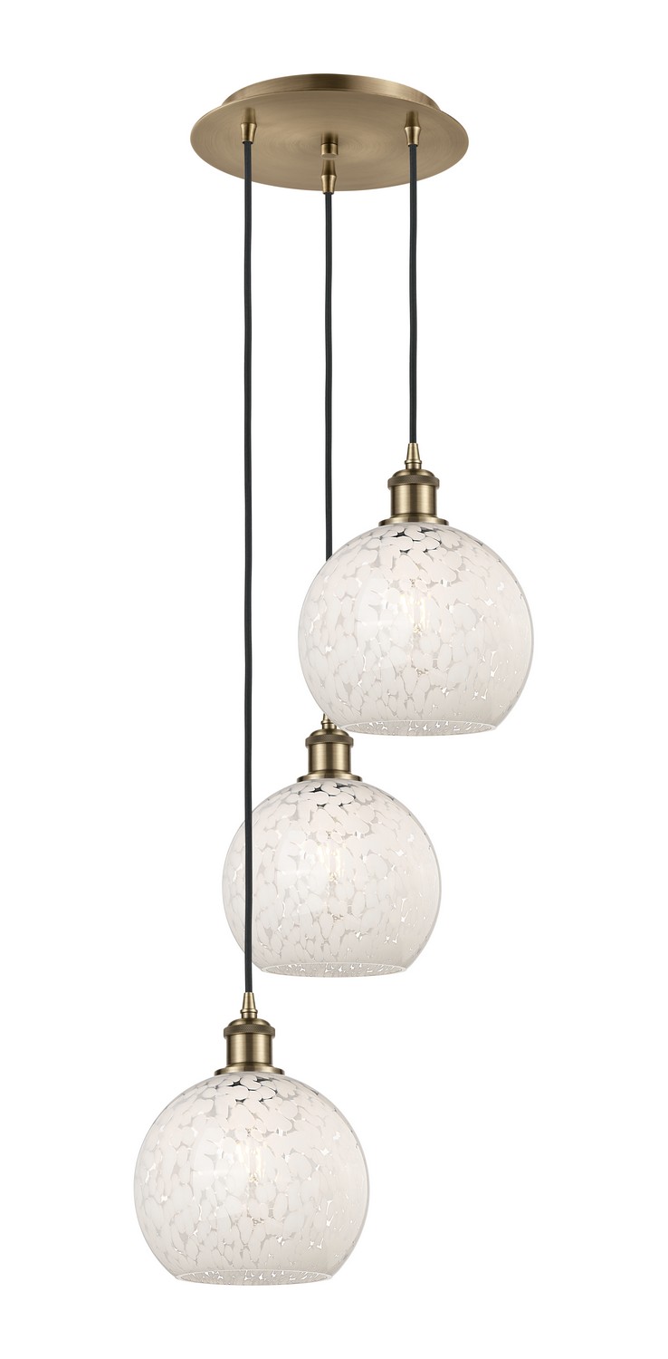 Three Light Pendant by Innovations - Ballston Collection, Antique Brass Finish - 113B-3P-AB-G1216-8WM