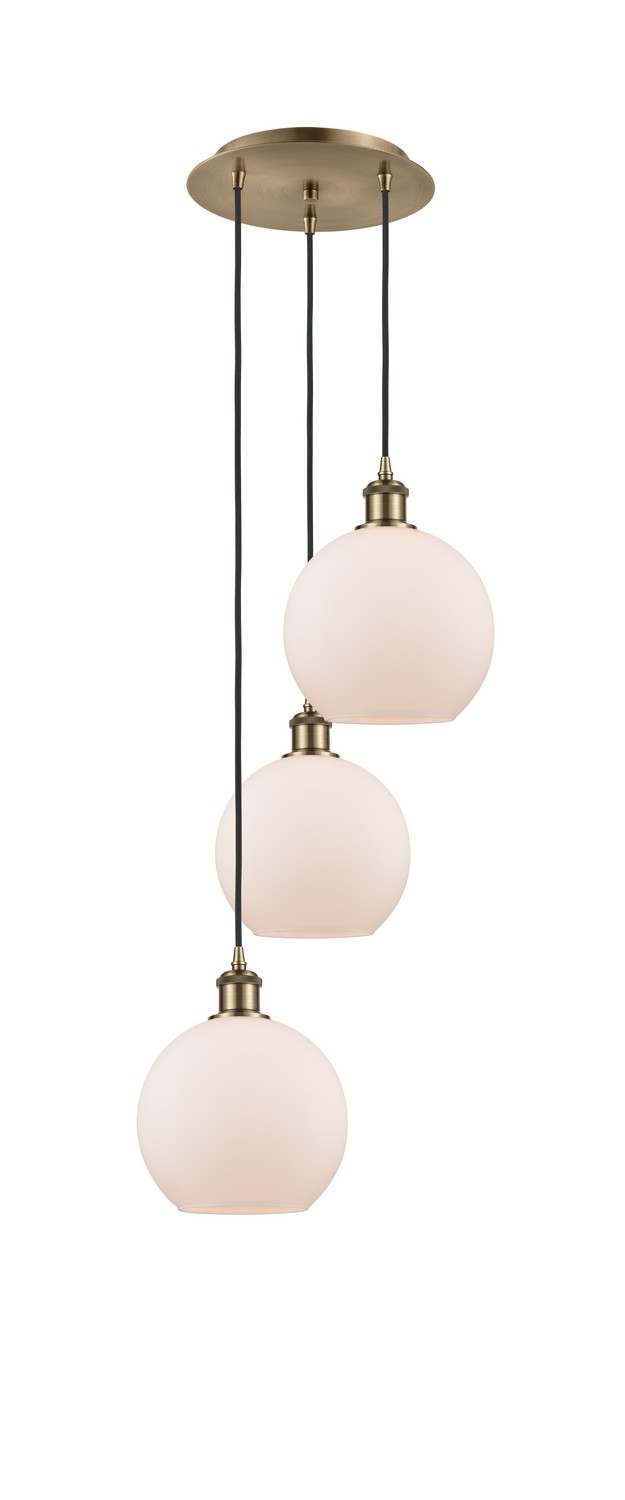 Three Light Pendant by Innovations - Ballston Collection, Antique Brass Finish - 113B-3P-AB-G121-8