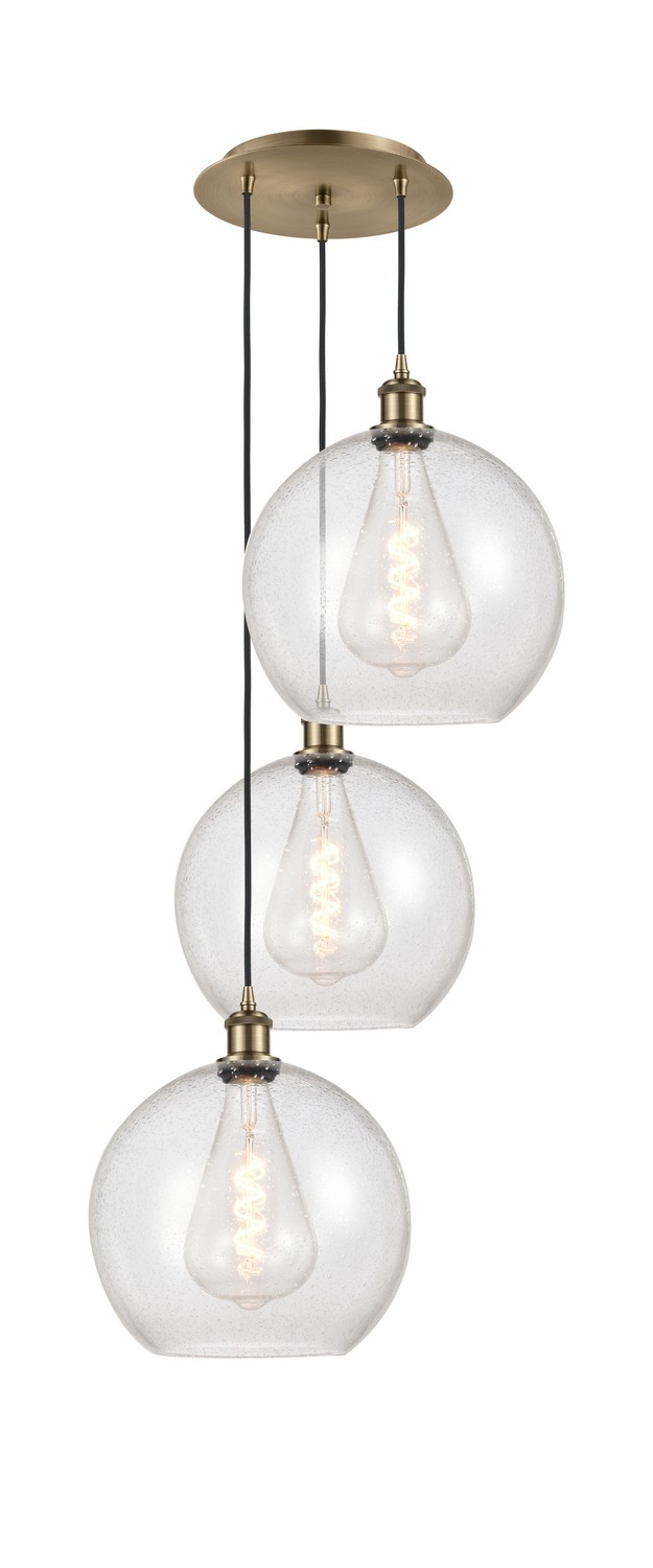 Three Light Pendant by Innovations - Ballston Collection, Antique Brass Finish - 113B-3P-AB-G124-12