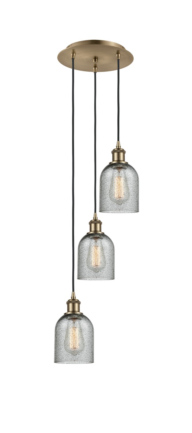 Three Light Pendant by Innovations - Ballston Collection, Antique Brass Finish - 113B-3P-AB-G257