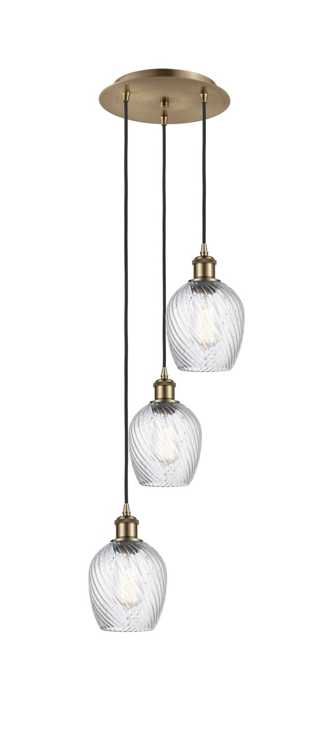 Three Light Pendant by Innovations - Ballston Collection, Antique Brass Finish - 113B-3P-AB-G292