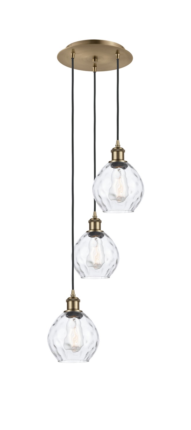Three Light Pendant by Innovations - Ballston Collection, Antique Brass Finish - 113B-3P-AB-G362
