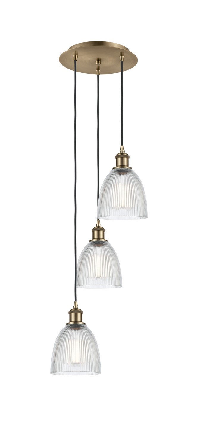 Three Light Pendant by Innovations - Ballston Collection, Antique Brass Finish - 113B-3P-AB-G382