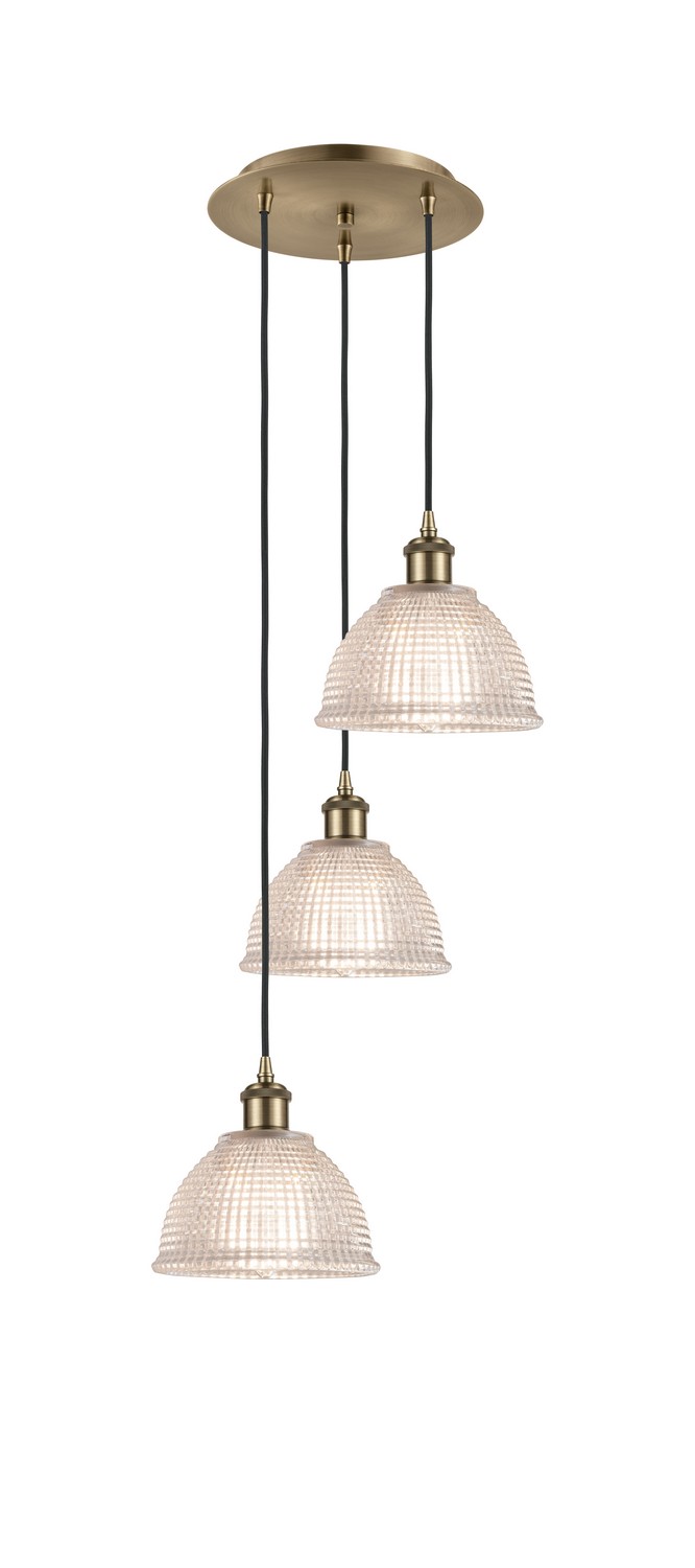 Three Light Pendant by Innovations - Ballston Collection, Antique Brass Finish - 113B-3P-AB-G422
