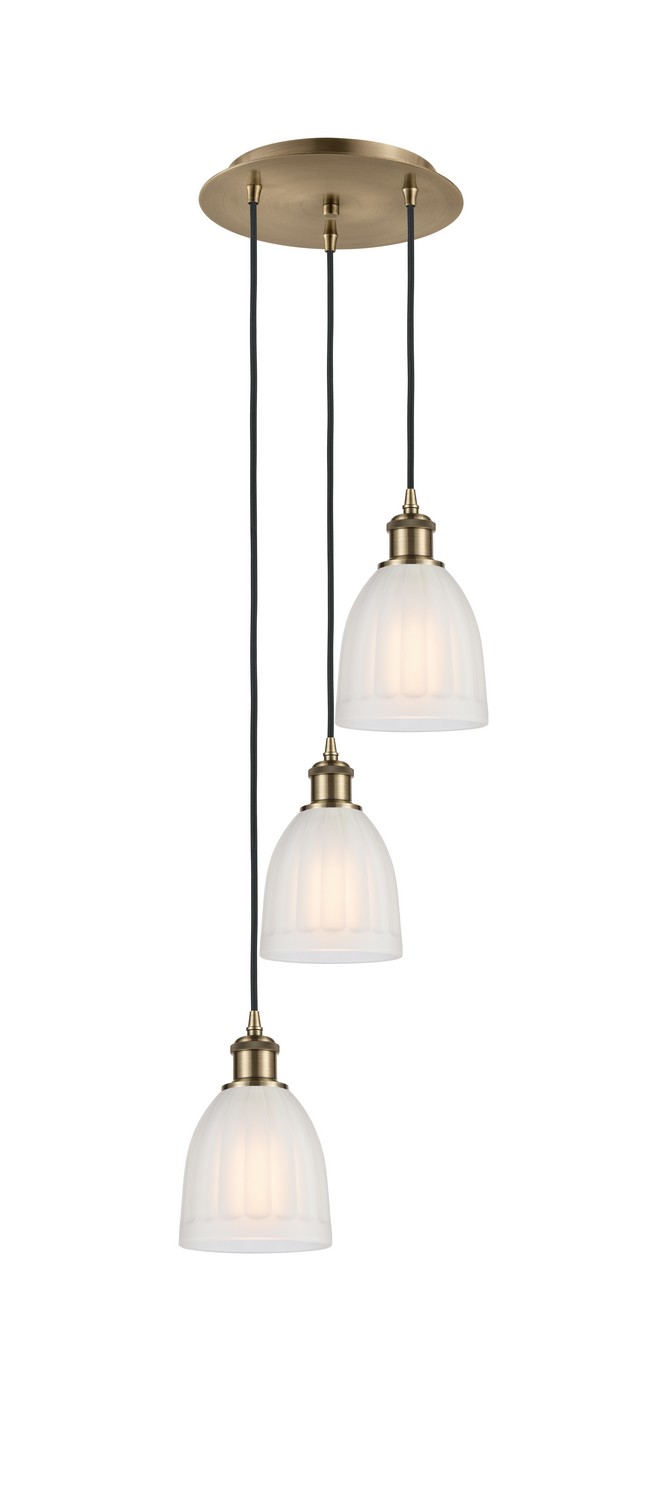 Three Light Pendant by Innovations - Ballston Collection, Antique Brass Finish - 113B-3P-AB-G441