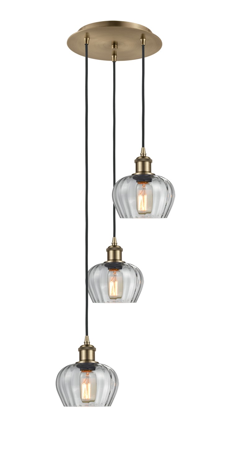 Three Light Pendant by Innovations - Ballston Collection, Antique Brass Finish - 113B-3P-AB-G92