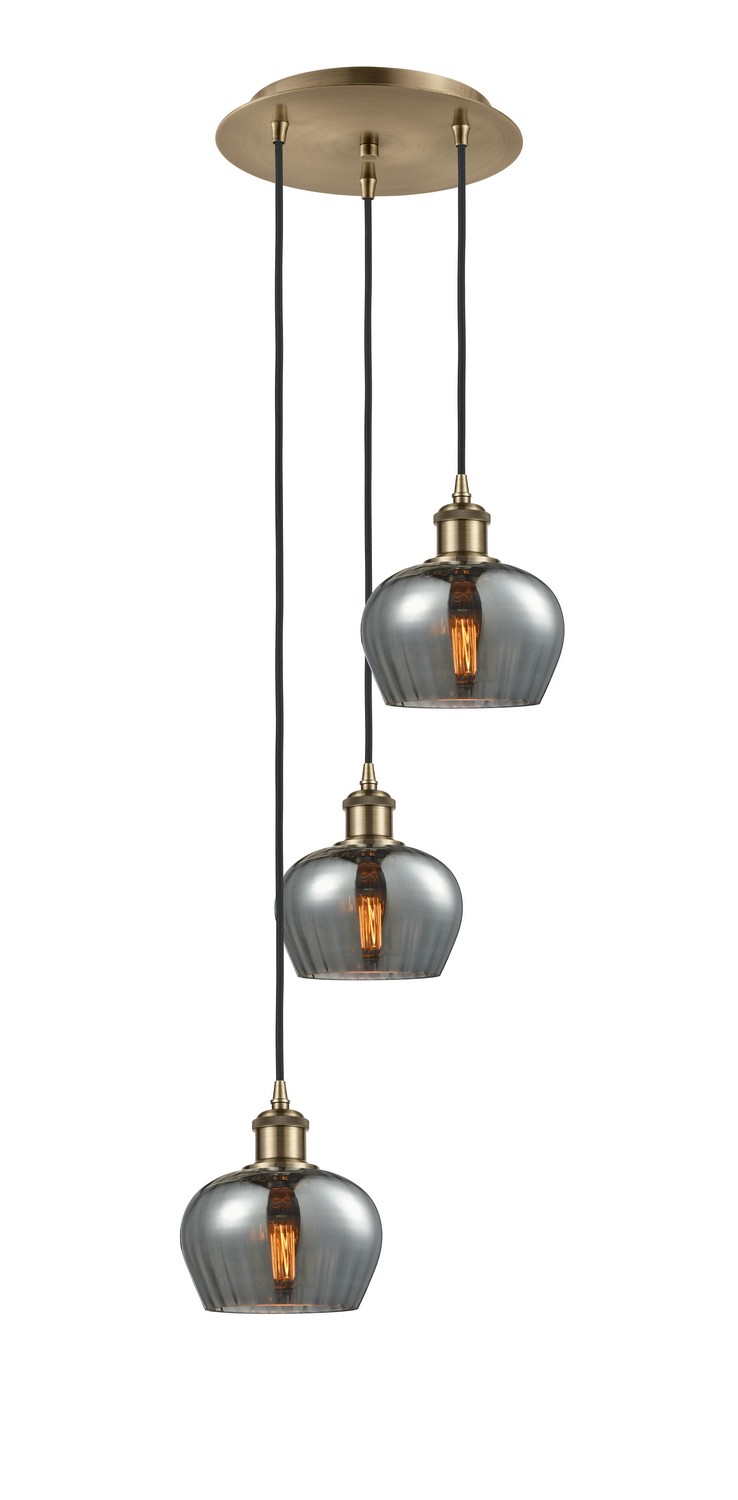 Three Light Pendant by Innovations - Ballston Collection, Antique Brass Finish - 113B-3P-AB-G93