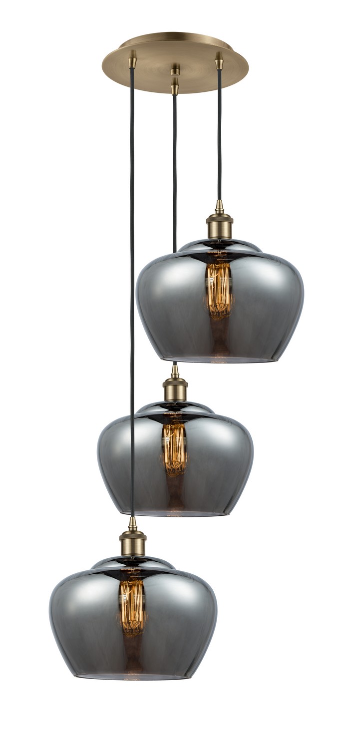 Three Light Pendant by Innovations - Ballston Collection, Antique Brass Finish - 113B-3P-AB-G93-L
