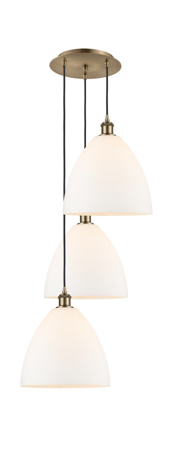 Three Light Pendant by Innovations - Ballston Collection, Antique Brass Finish - 113B-3P-AB-GBD-121