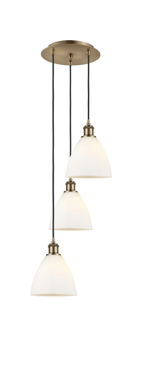 Three Light Pendant by Innovations - Ballston Collection, Antique Brass Finish - 113B-3P-AB-GBD-751