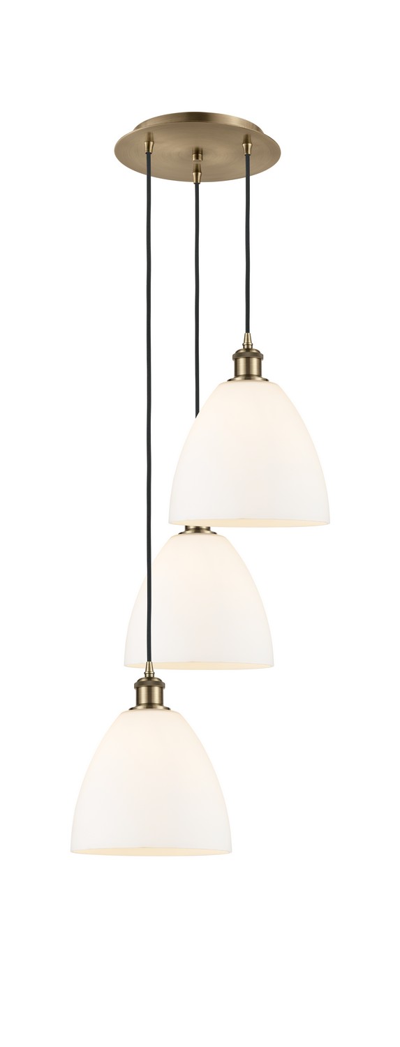 Three Light Pendant by Innovations - Ballston Collection, Antique Brass Finish - 113B-3P-AB-GBD-91