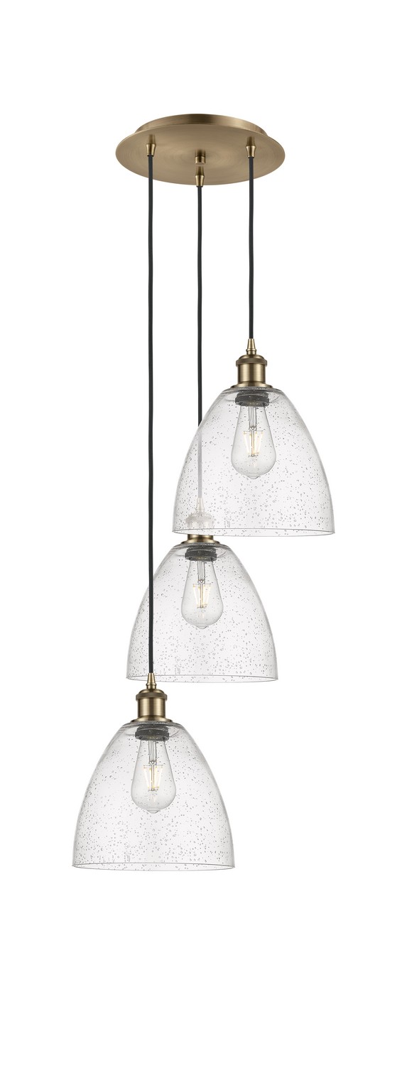 Three Light Pendant by Innovations - Ballston Collection, Antique Brass Finish - 113B-3P-AB-GBD-94