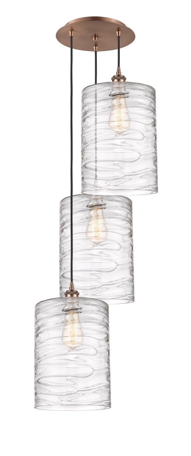 Three Light Pendant by Innovations - Ballston Collection, Antique Copper Finish - 113B-3P-AC-G1113-L