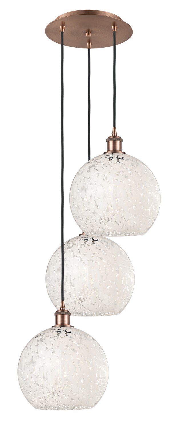Three Light Pendant by Innovations - Ballston Collection, Antique Copper Finish - 113B-3P-AC-G1216-10WM