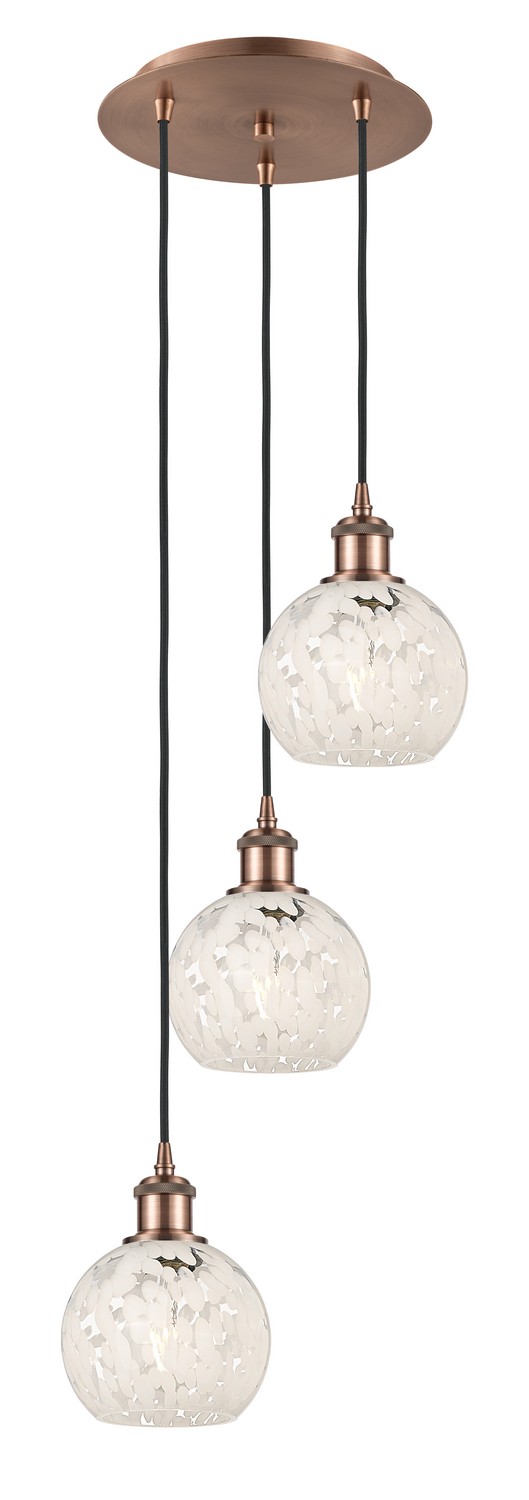 Three Light Pendant by Innovations - Ballston Collection, Antique Copper Finish - 113B-3P-AC-G1216-6WM