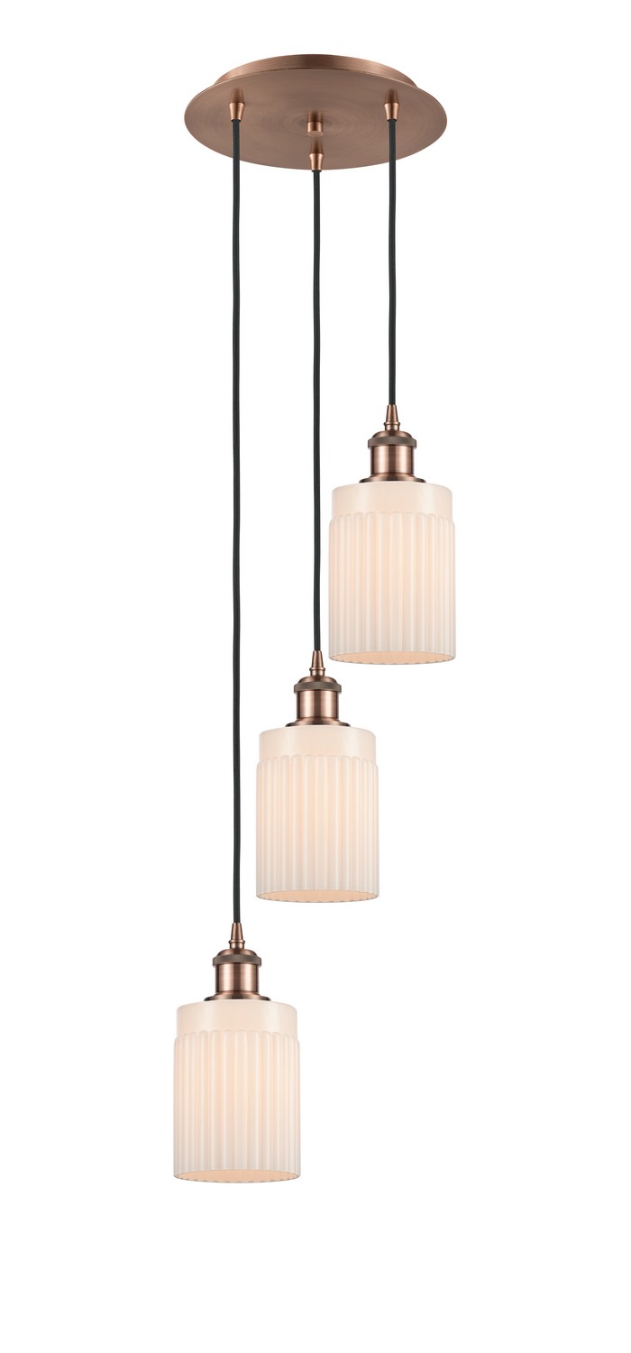 Three Light Pendant by Innovations - Ballston Collection, Antique Copper Finish - 113B-3P-AC-G341