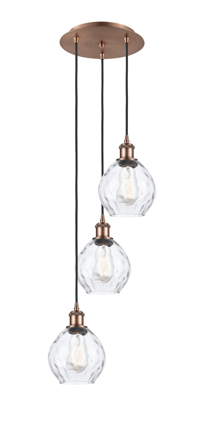 Three Light Pendant by Innovations - Ballston Collection, Antique Copper Finish - 113B-3P-AC-G362