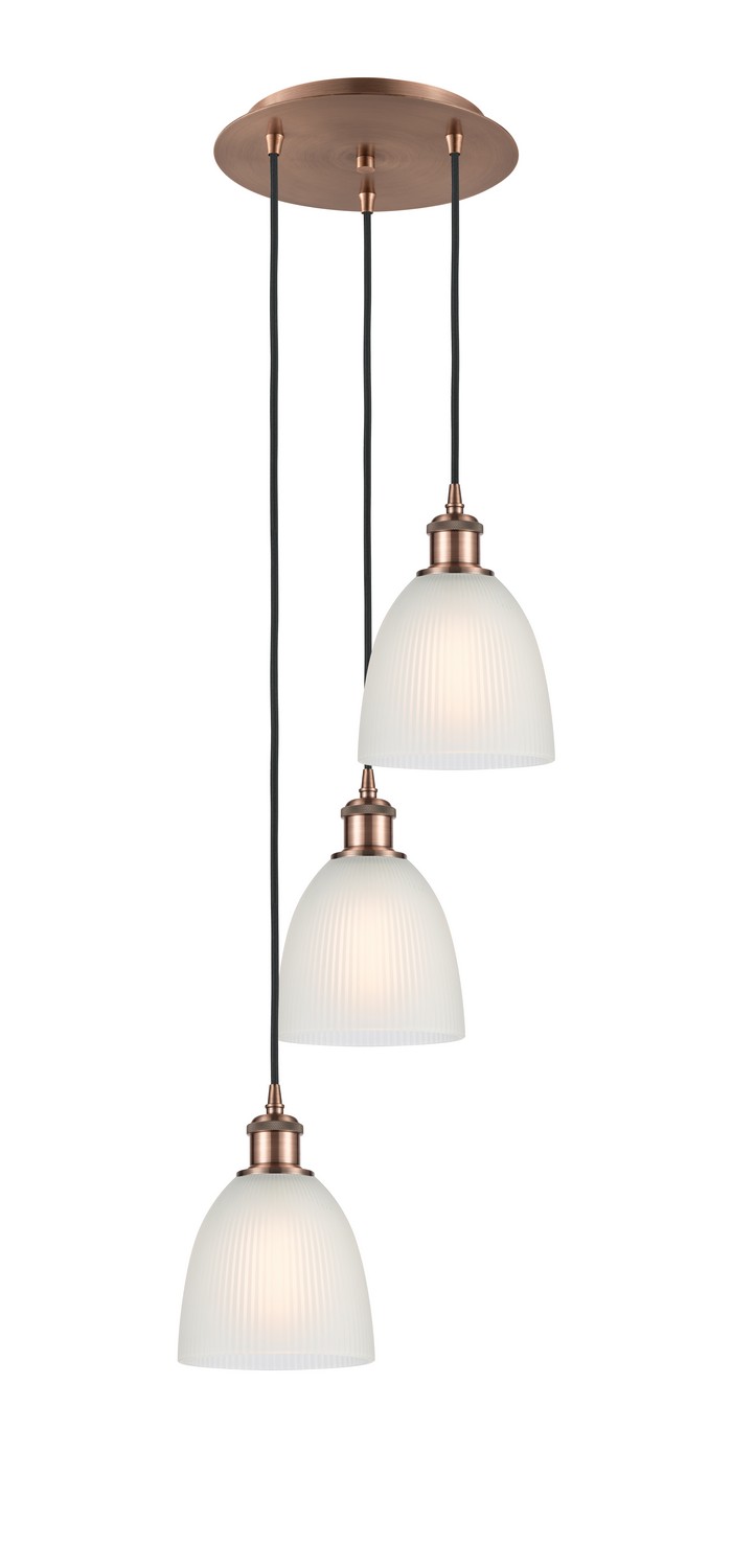 Three Light Pendant by Innovations - Ballston Collection, Antique Copper Finish - 113B-3P-AC-G381