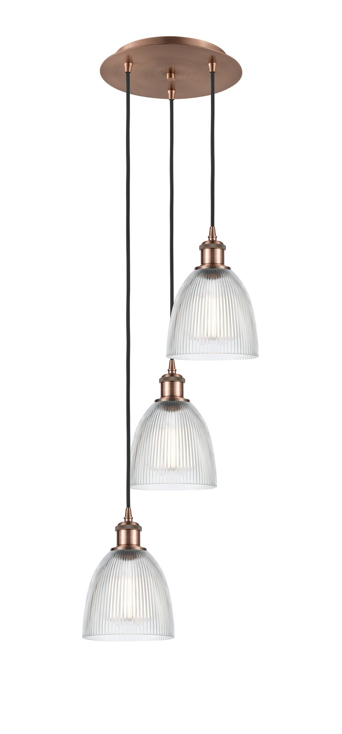 Three Light Pendant by Innovations - Ballston Collection, Antique Copper Finish - 113B-3P-AC-G382