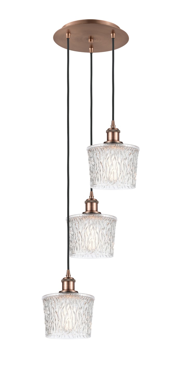 Three Light Pendant by Innovations - Ballston Collection, Antique Copper Finish - 113B-3P-AC-G402