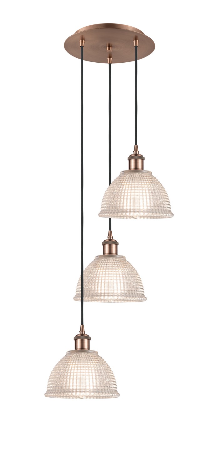 Three Light Pendant by Innovations - Ballston Collection, Antique Copper Finish - 113B-3P-AC-G422
