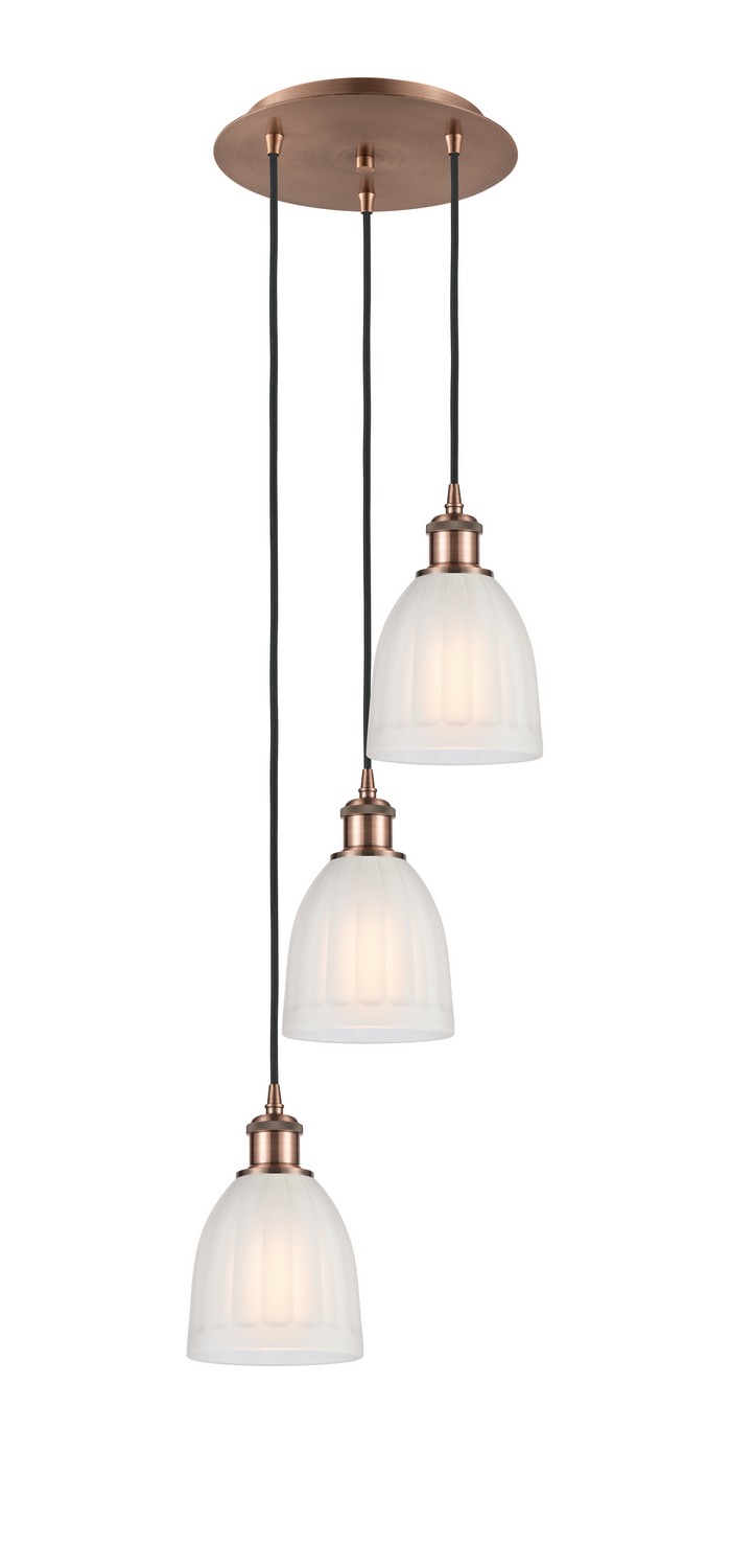 Three Light Pendant by Innovations - Ballston Collection, Antique Copper Finish - 113B-3P-AC-G441