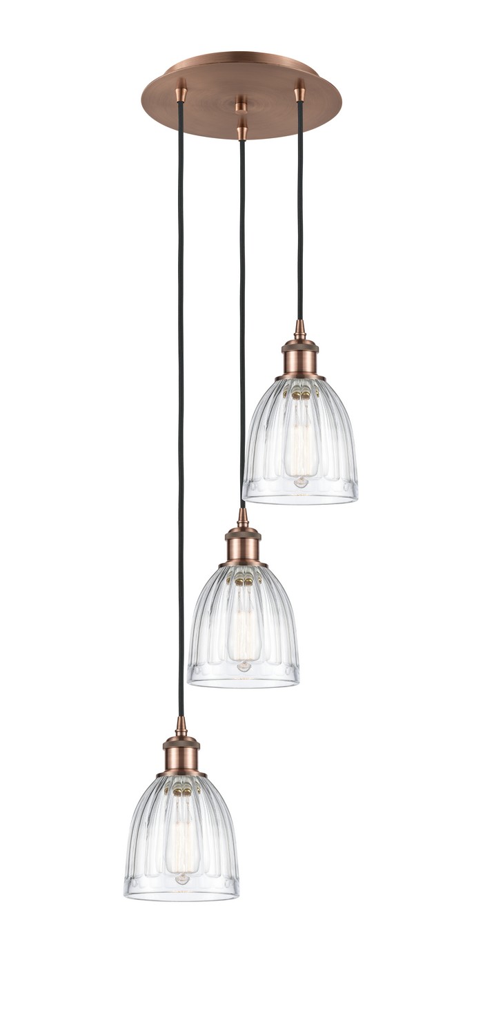 Three Light Pendant by Innovations - Ballston Collection, Antique Copper Finish - 113B-3P-AC-G442