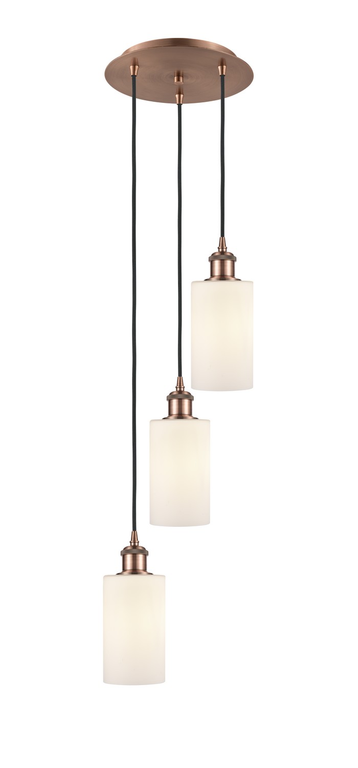 Three Light Pendant by Innovations - Ballston Collection, Antique Copper Finish - 113B-3P-AC-G801