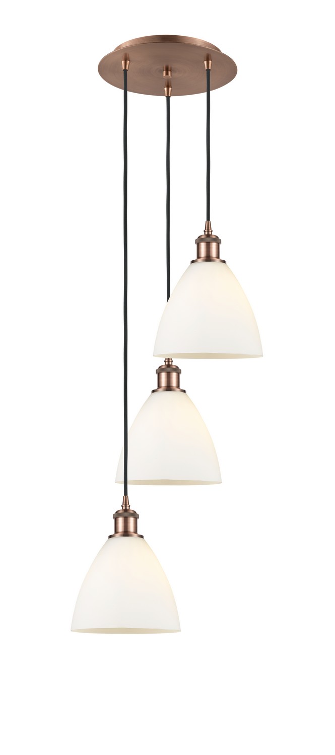Three Light Pendant by Innovations - Ballston Collection, Antique Copper Finish - 113B-3P-AC-GBD-751