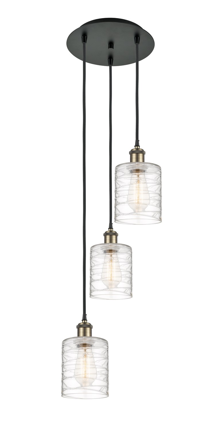 Three Light Pendant by Innovations - Ballston Collection, Black Antique Brass Finish - 113B-3P-BAB-G1113