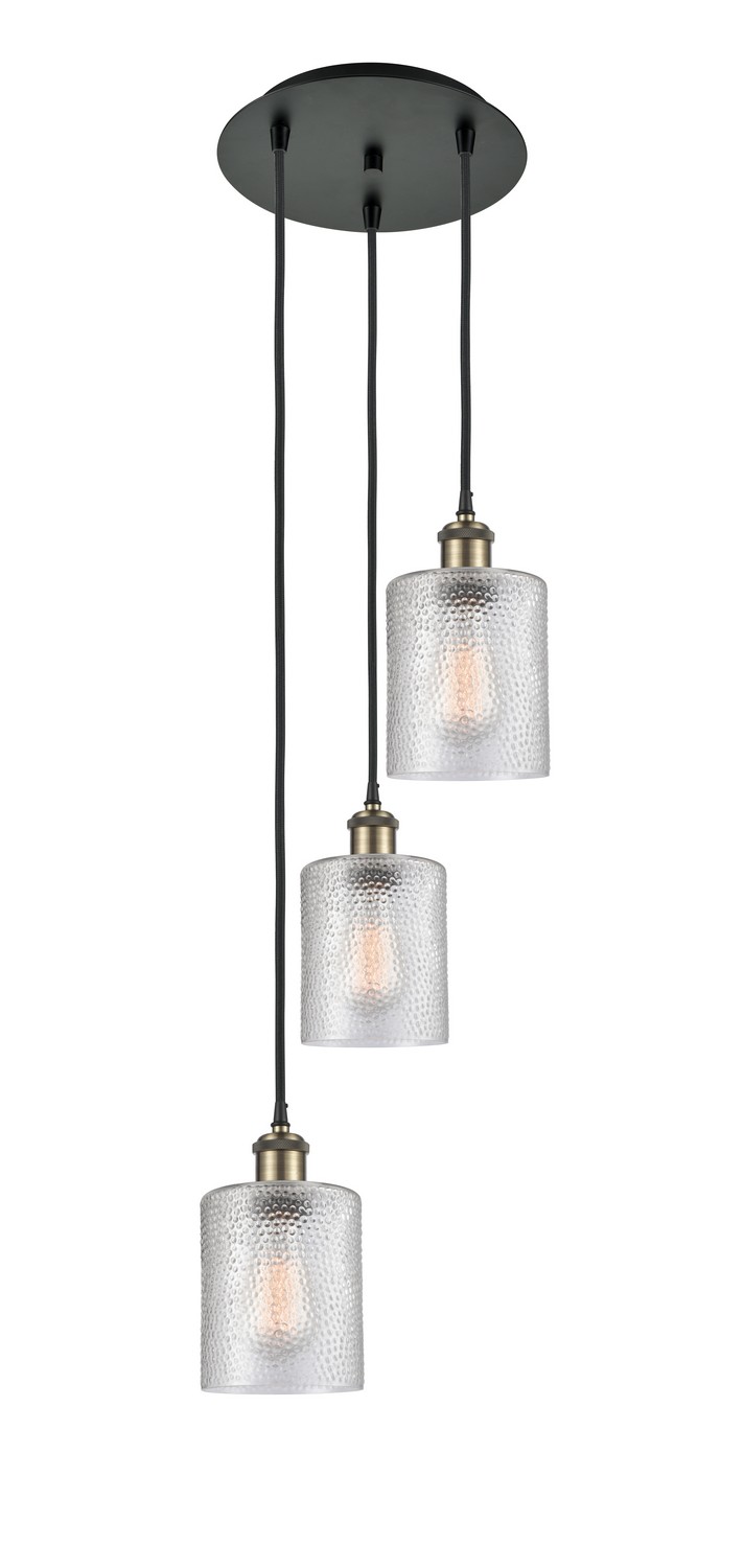 Three Light Pendant by Innovations - Ballston Collection, Black Antique Brass Finish - 113B-3P-BAB-G112