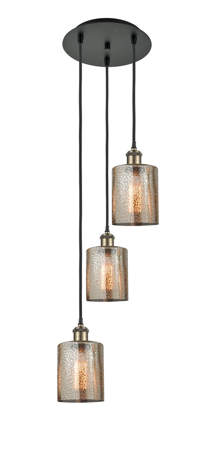 Three Light Pendant by Innovations - Ballston Collection, Black Antique Brass Finish - 113B-3P-BAB-G116