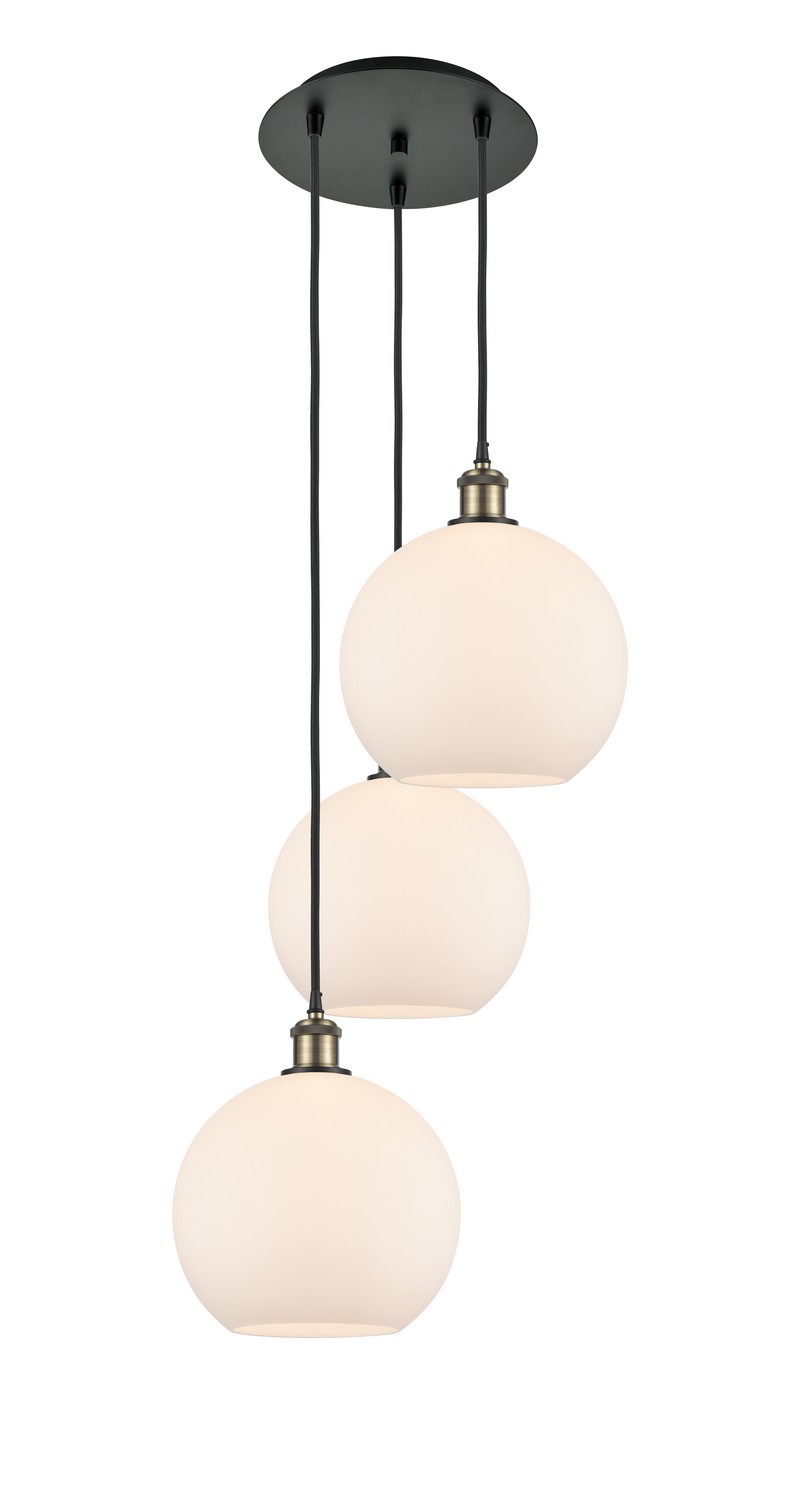Three Light Pendant by Innovations - Ballston Collection, Black Antique Brass Finish - 113B-3P-BAB-G121-10