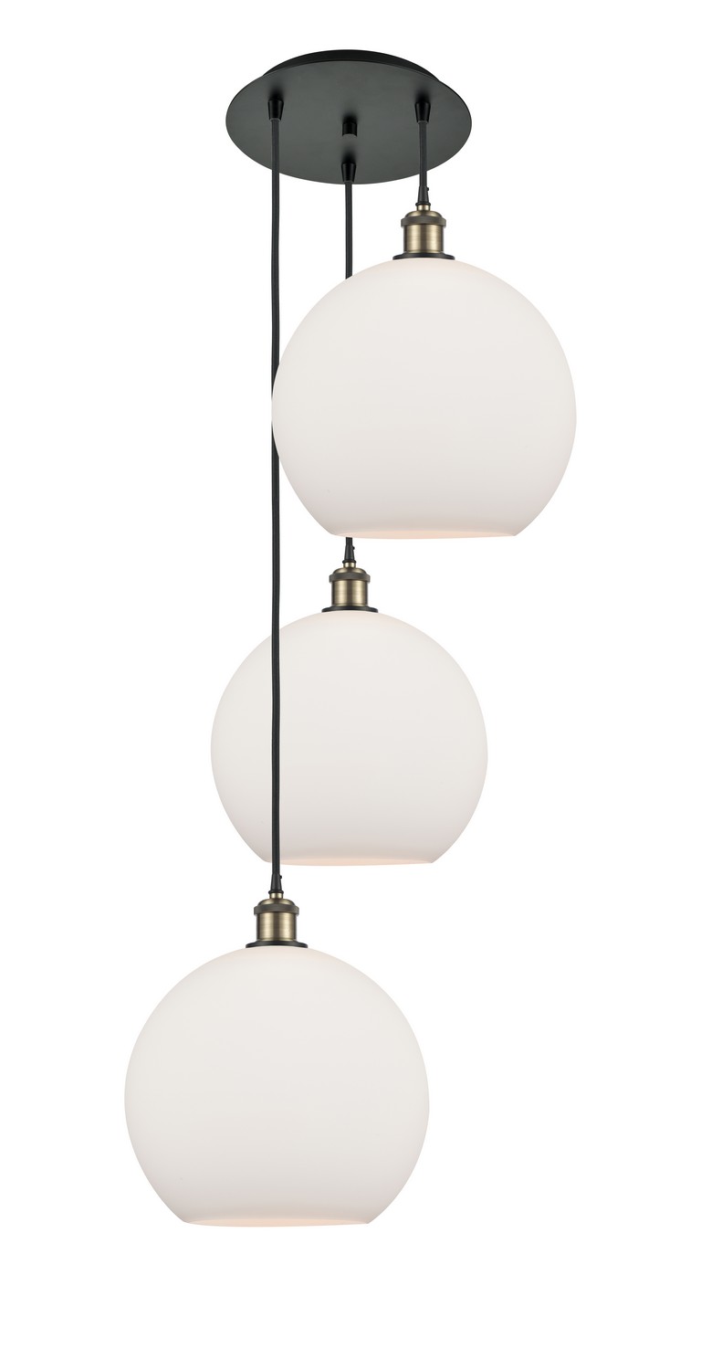 Three Light Pendant by Innovations - Ballston Collection, Black Antique Brass Finish - 113B-3P-BAB-G121-12