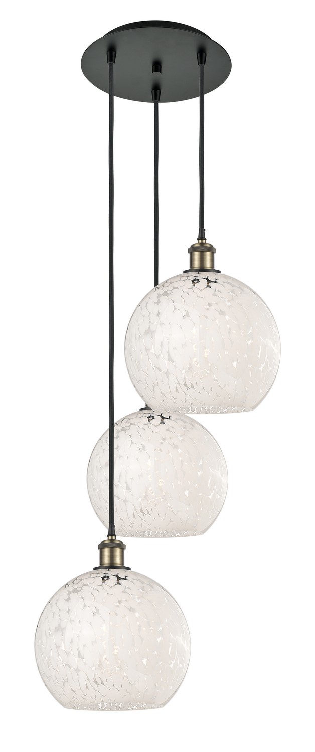 Three Light Pendant by Innovations - Ballston Collection, Black Antique Brass Finish - 113B-3P-BAB-G1216-10WM