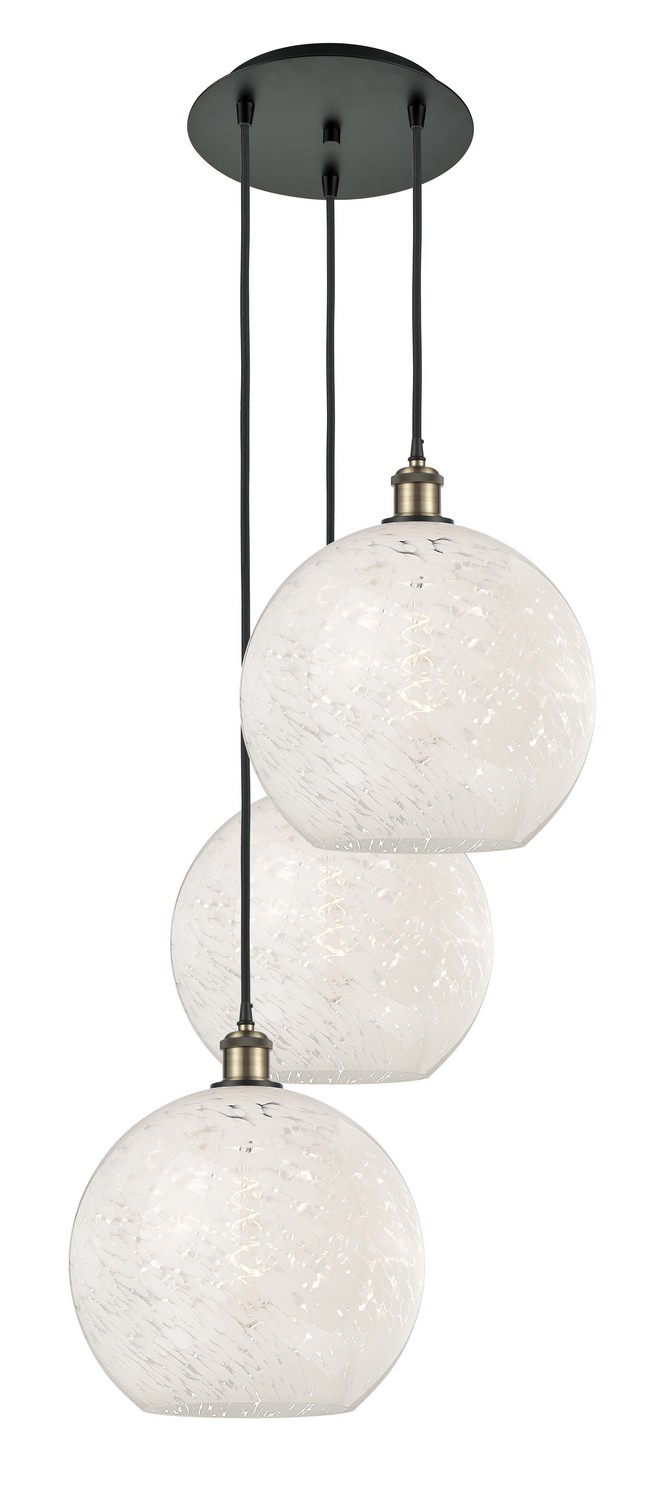 Three Light Pendant by Innovations - Ballston Collection, Black Antique Brass Finish - 113B-3P-BAB-G1216-12WM