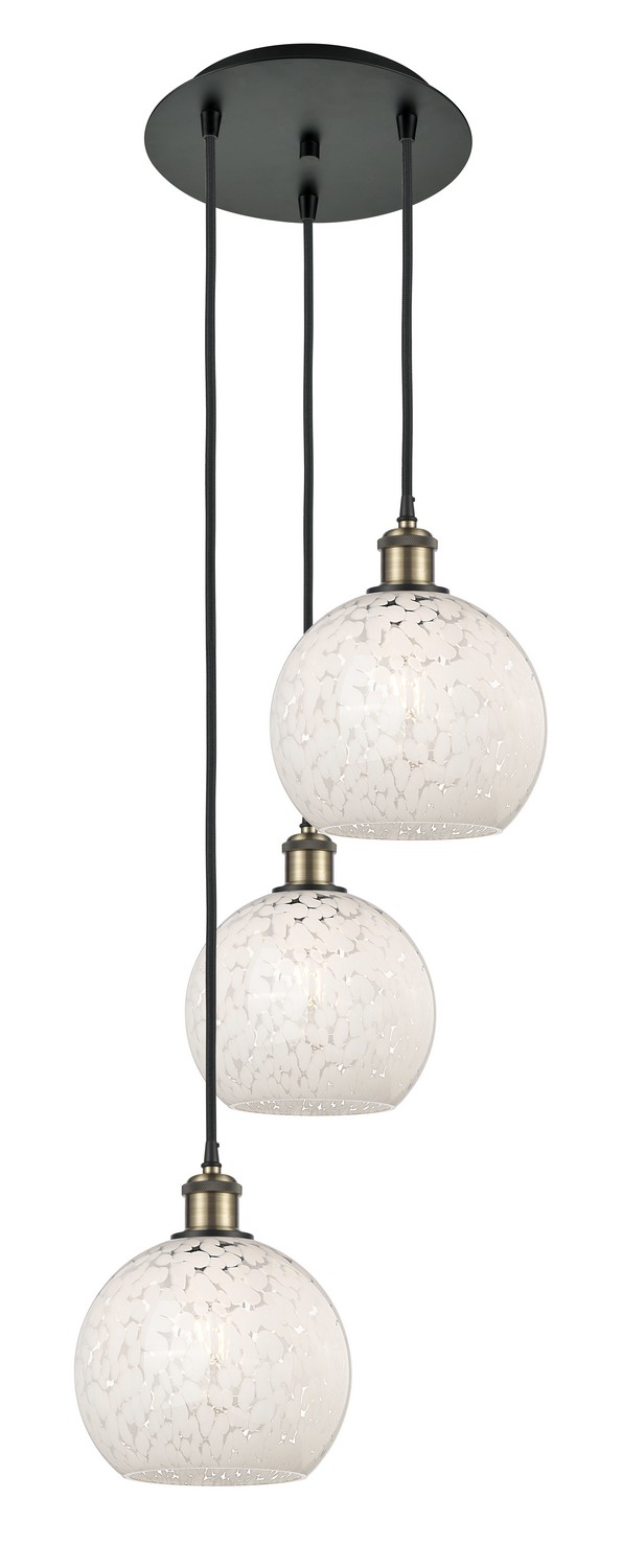Three Light Pendant by Innovations - Ballston Collection, Black Antique Brass Finish - 113B-3P-BAB-G1216-8WM