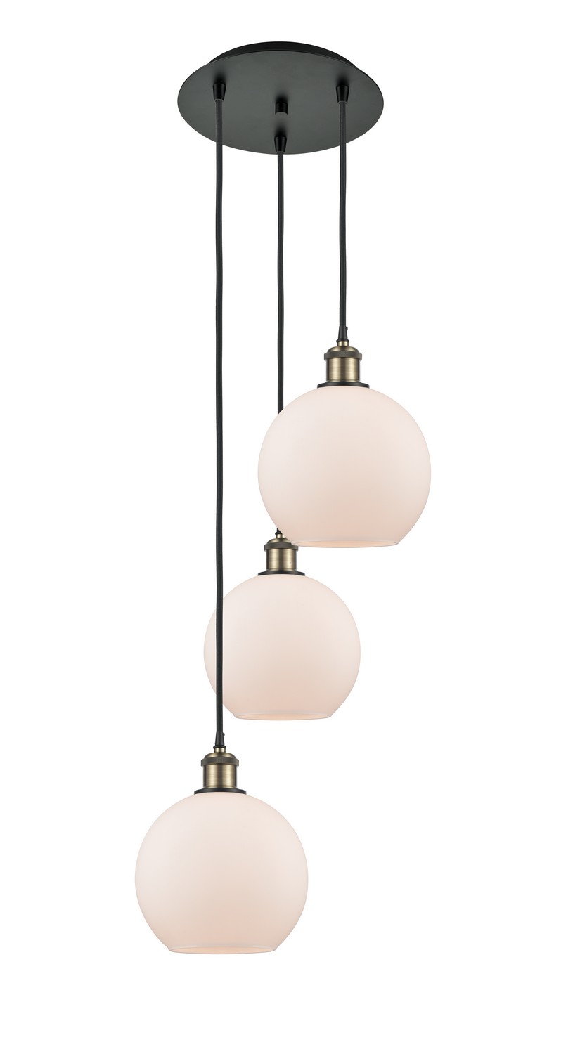 Three Light Pendant by Innovations - Ballston Collection, Black Antique Brass Finish - 113B-3P-BAB-G121-8