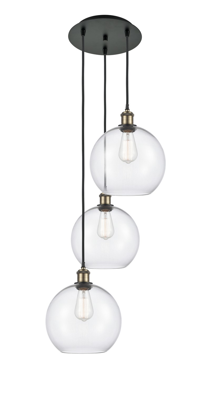 Three Light Pendant by Innovations - Ballston Collection, Black Antique Brass Finish - 113B-3P-BAB-G122-10