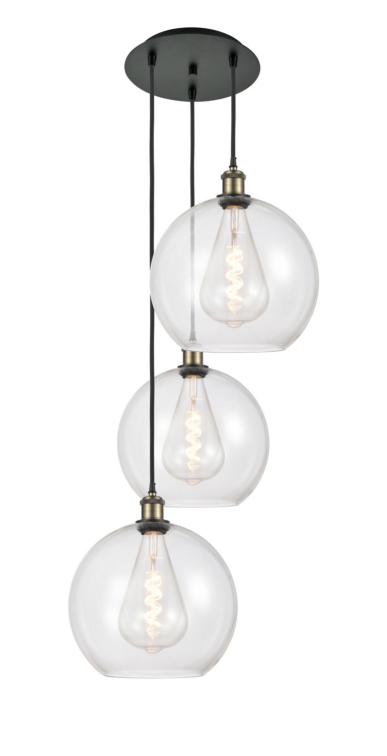 Three Light Pendant by Innovations - Ballston Collection, Black Antique Brass Finish - 113B-3P-BAB-G122-12