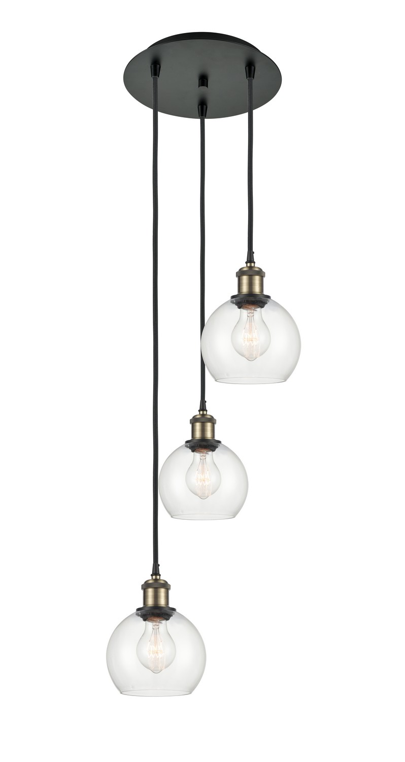 Three Light Pendant by Innovations - Ballston Collection, Black Antique Brass Finish - 113B-3P-BAB-G122-6