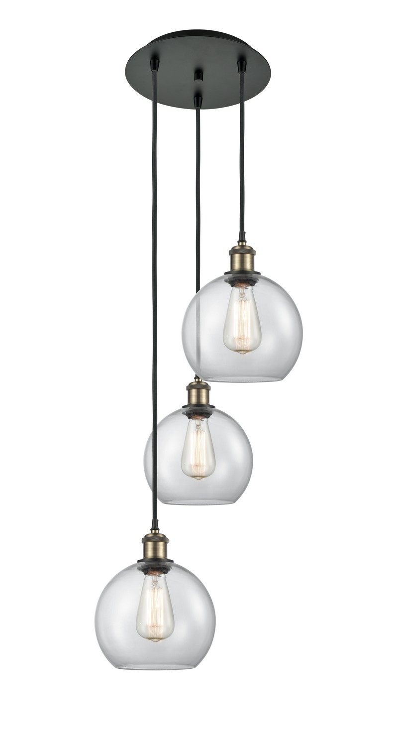 Three Light Pendant by Innovations - Ballston Collection, Black Antique Brass Finish - 113B-3P-BAB-G122-8